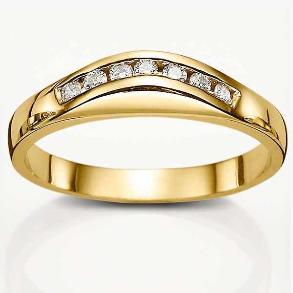 18ct Gold 0.14ct Diamond Curved Wedding Band