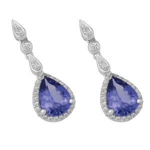 18ct Gold Pear Tanzanite Earring