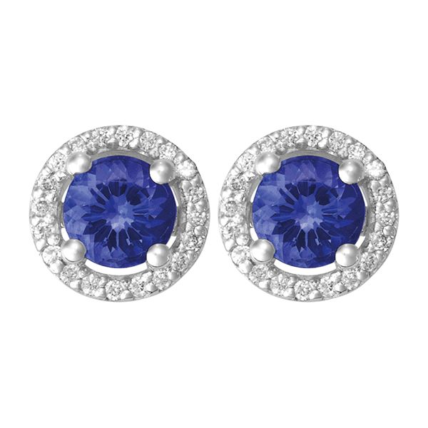 18ct Gold Round Tanzanite Earring