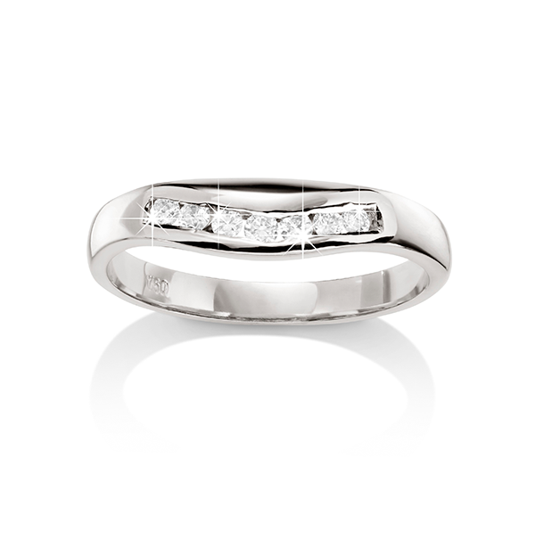 18ct White Gold 0.14ct Diamond Curved Wedding Band