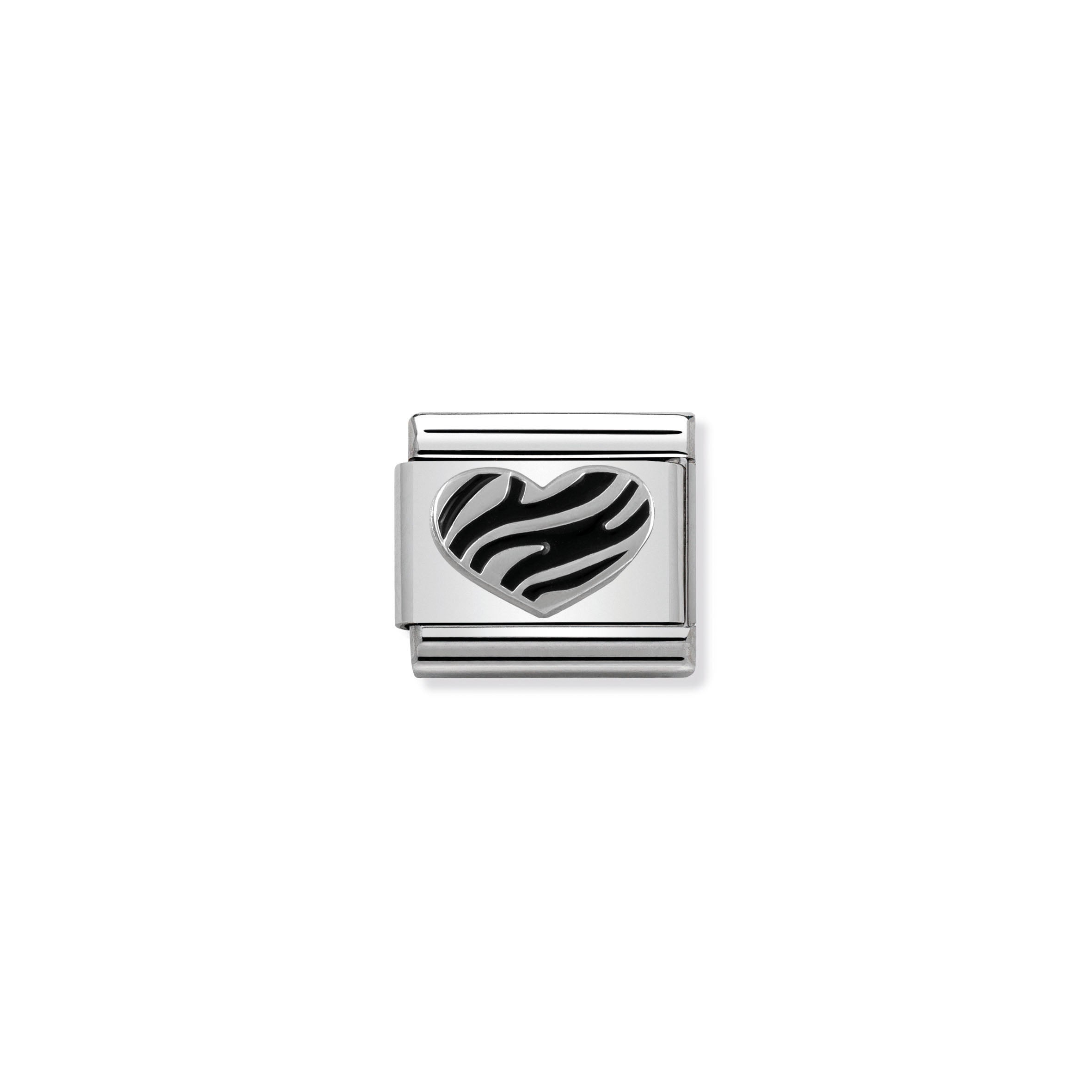 NOMINATION - Composable Steel & Silver Shine 'Zebra Hearts' 33010104
