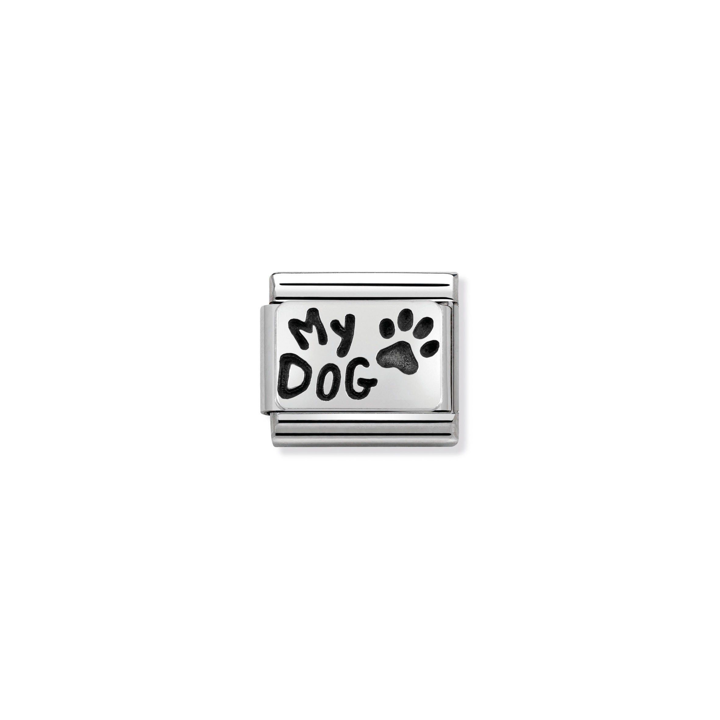 NOMINATION - Composable 330102 35 Classic PLATES OXIDISED st/steel & 925 silver (My Dog)