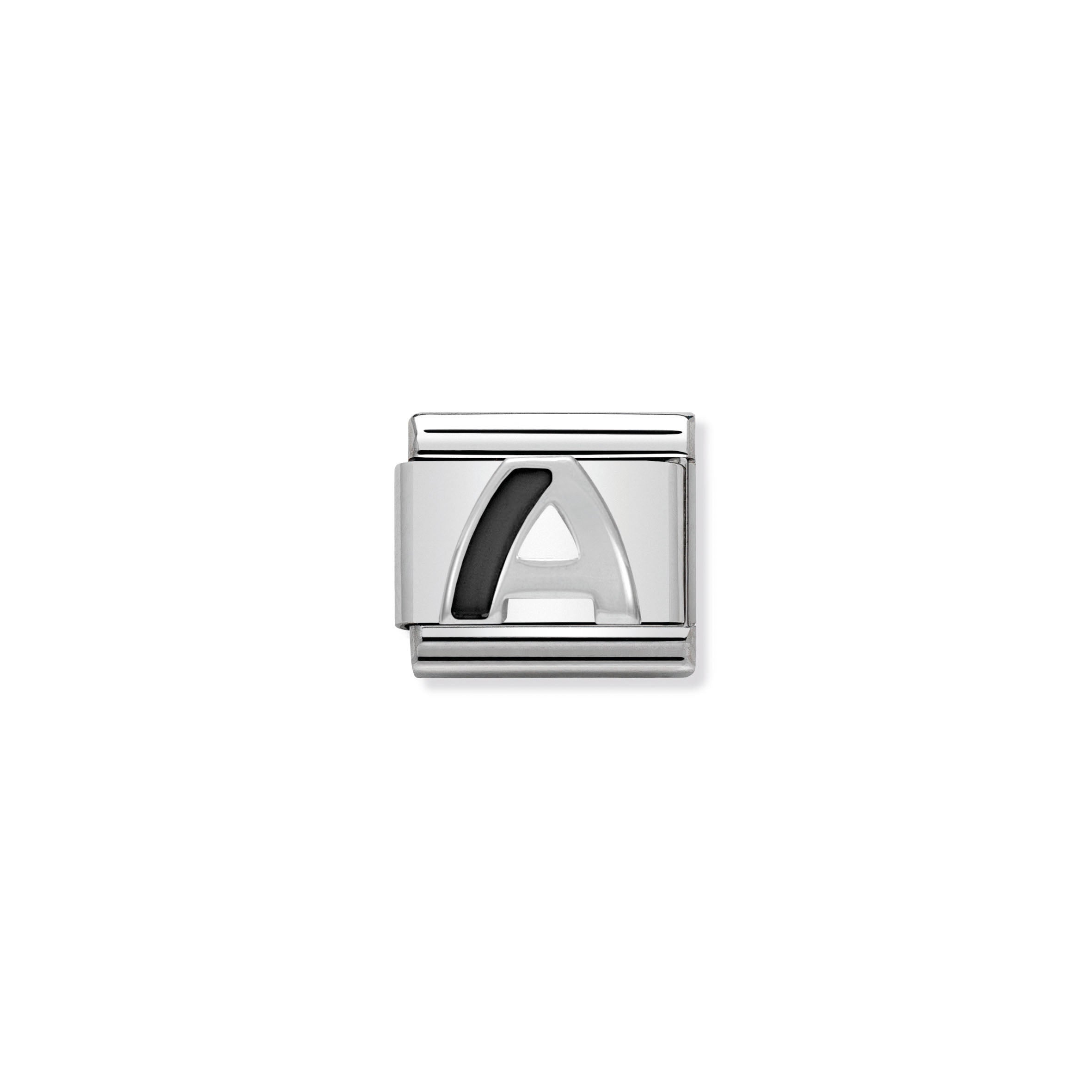 NOMINATION - Composable 330201 01 Classic BLACK ALPHABET st/steel, enamel & silver 925 (Letter A)