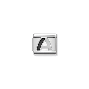 NOMINATION - Composable 330201 01 Classic BLACK ALPHABET st/steel, enamel & silver 925 (Letter A)