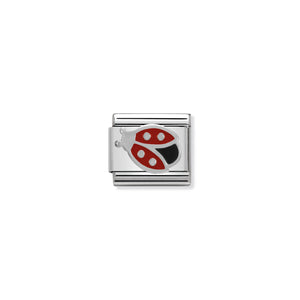 NOMINATION - Composable 330202 15 Classic SYMBOLS st/steel, enamel & silver 925  (Ladybird)