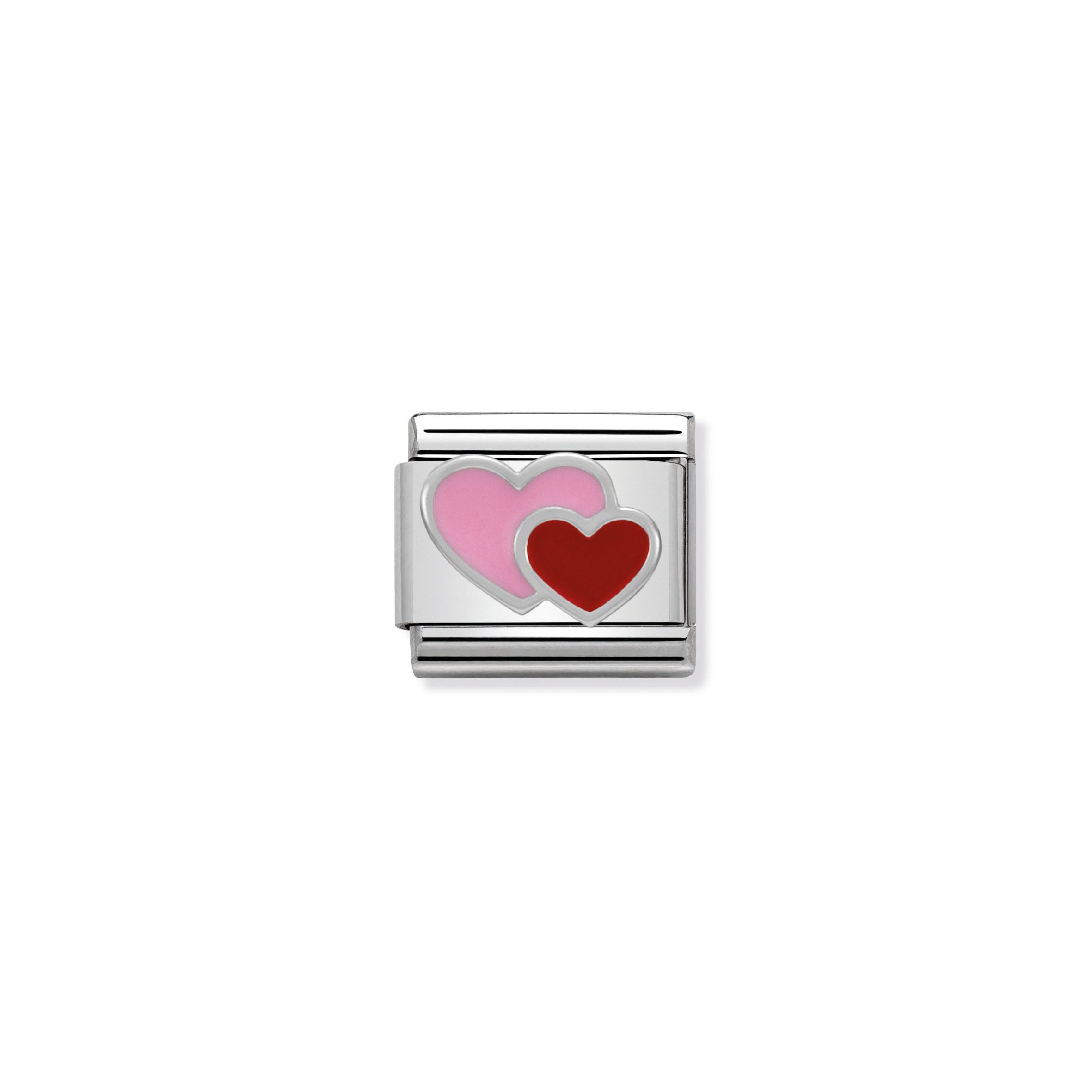 NOMINATION - Composable 330202 16 Classic SYMBOLS st/st, enamel & silver 925 (Pink & Red Double Heart)