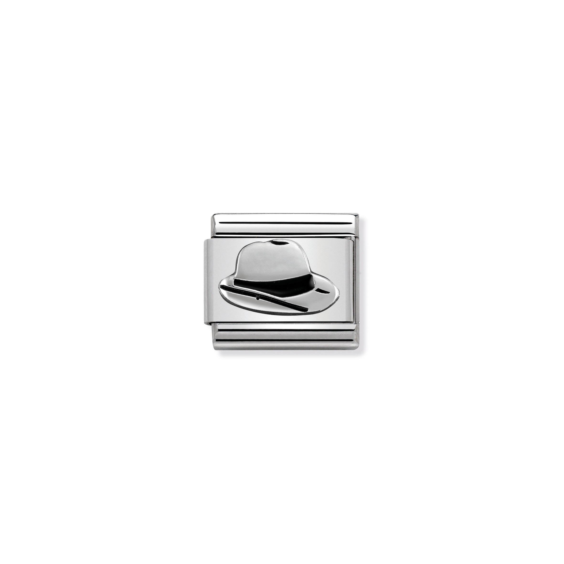 NOMINATION - Composable Classic SYMBOLS st/steel, enamel & silver 925 (Panama Hat)