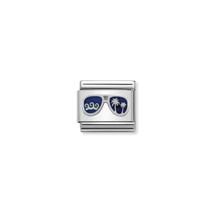 NOMINATION - Composable Enamel & Silver Shine 'Blue Miami Sunglasses' 33020248