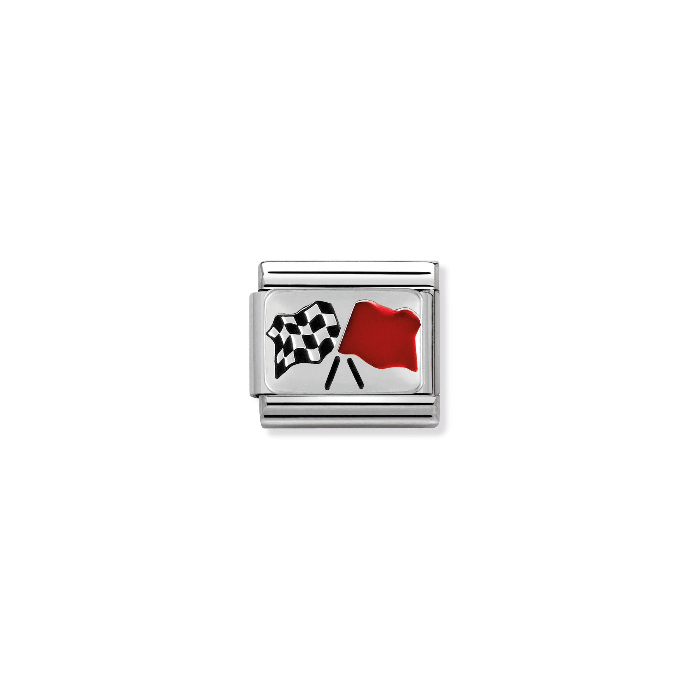 NOMINATION - Composable Silver Shine Enamel 'Chequered Flags' 33020816