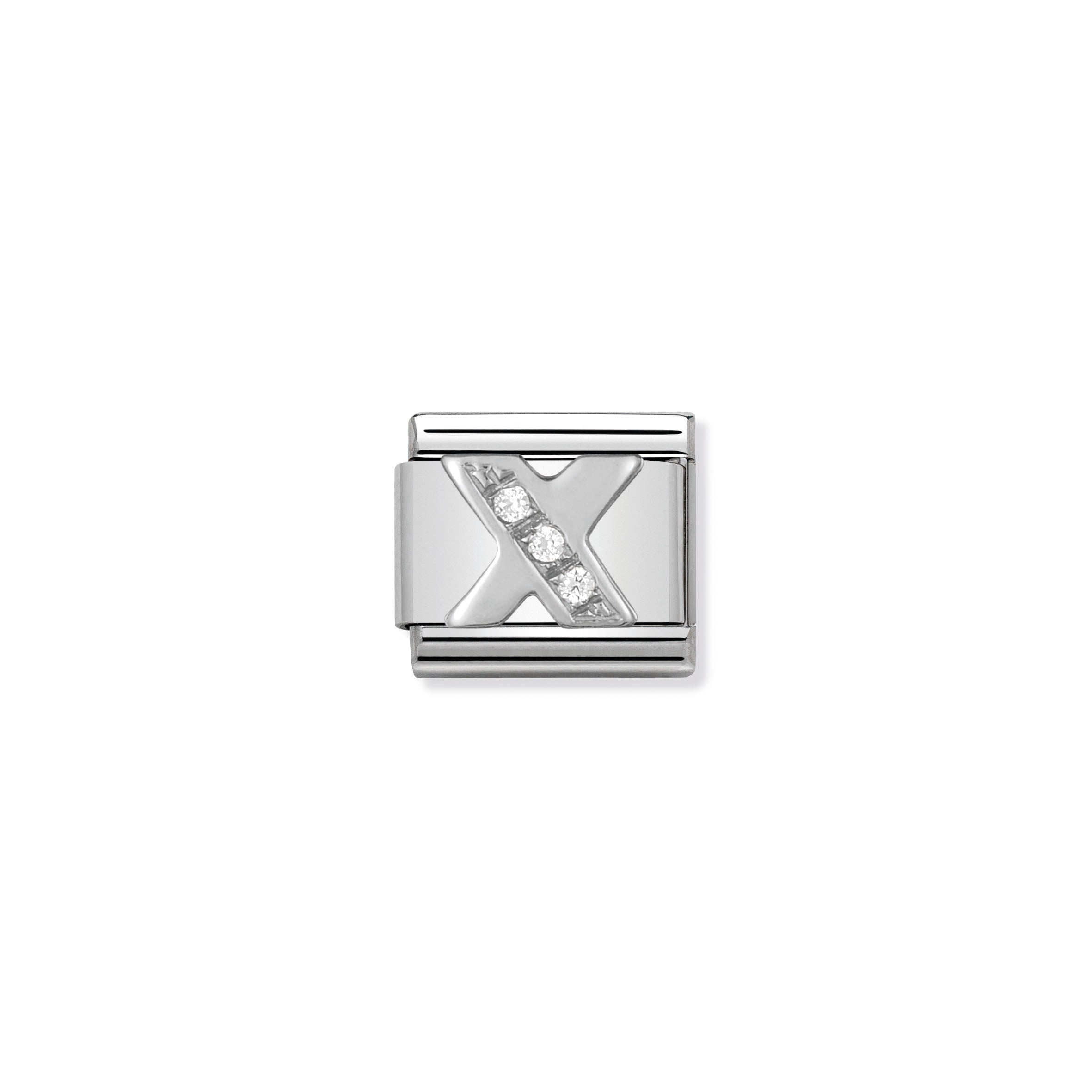 NOMINATION - Composable Steel, Silver & Cz 'Letter X'