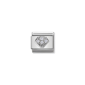 NOMINATION - Composable 330304 32- SILVERSHINE SYMBOL Classic st/st, sterling silver & cz DIAMOND
