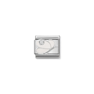 NOMINATION - Composable 330305 08 COMP Classic SYMBOLS  st/steel, 925 silver, enamel & cz (White Butterfly)