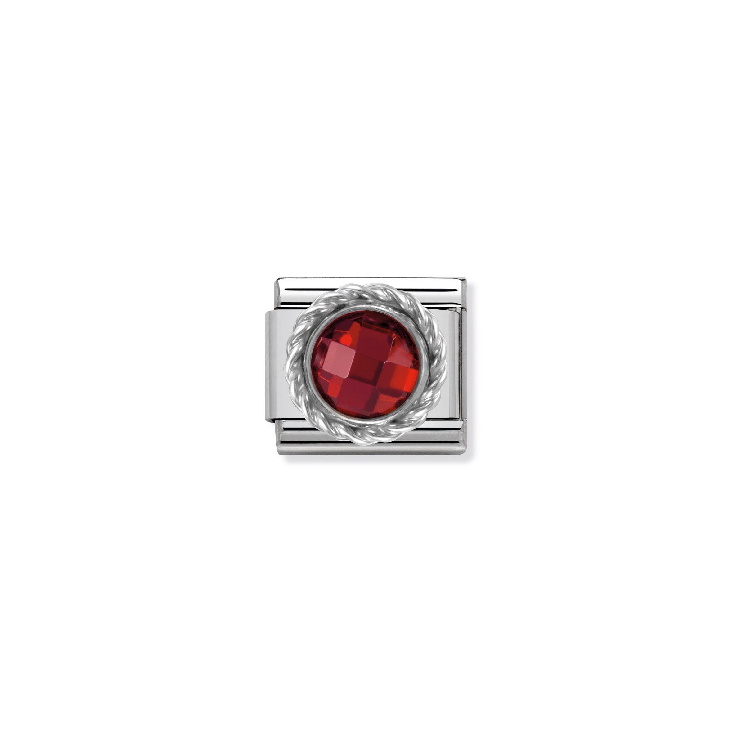 NOMINATION - Composable Steel Silver Shine Faceted Cz 'Red' round with twist frame 330601005