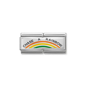 NOMINATION - Composable Classic DOUBLE st/steel, sterling silver & enamel (Chase a Rainbow)