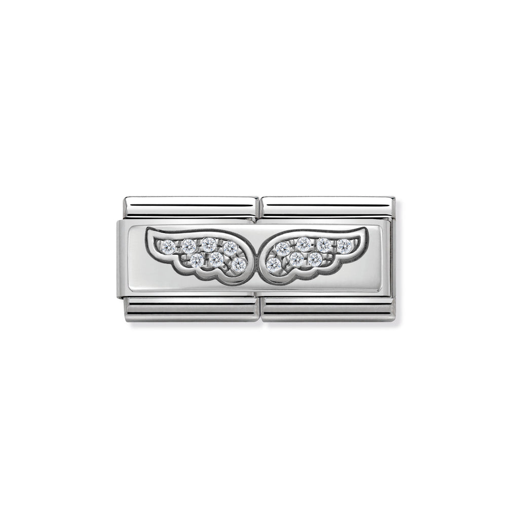 NOMINATION - Composable Silver Shine Double Link 'Cz Angel Wings' 33073201