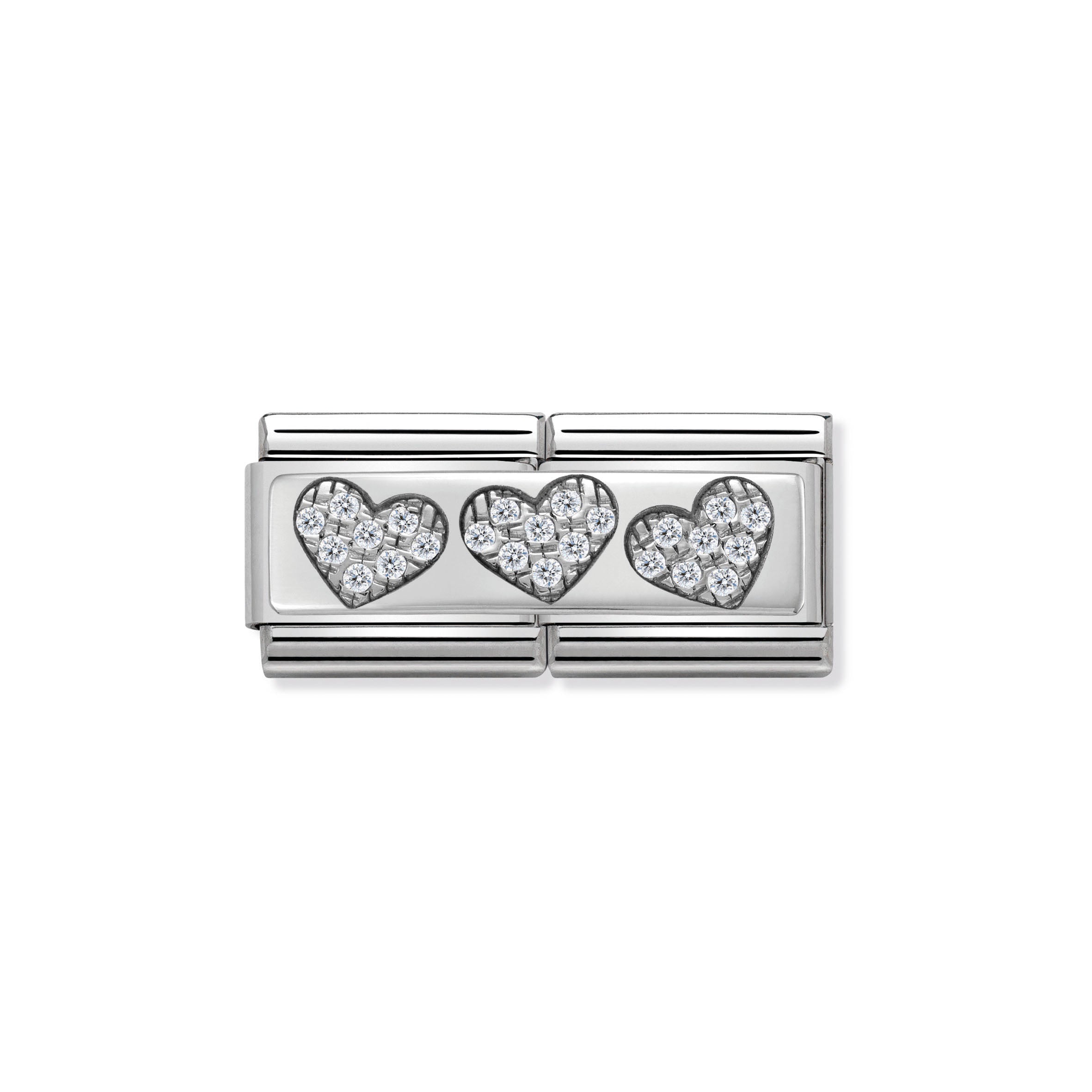 NOMINATION - Composable Silver Shine Double Link 'Cz Hearts' 33073202