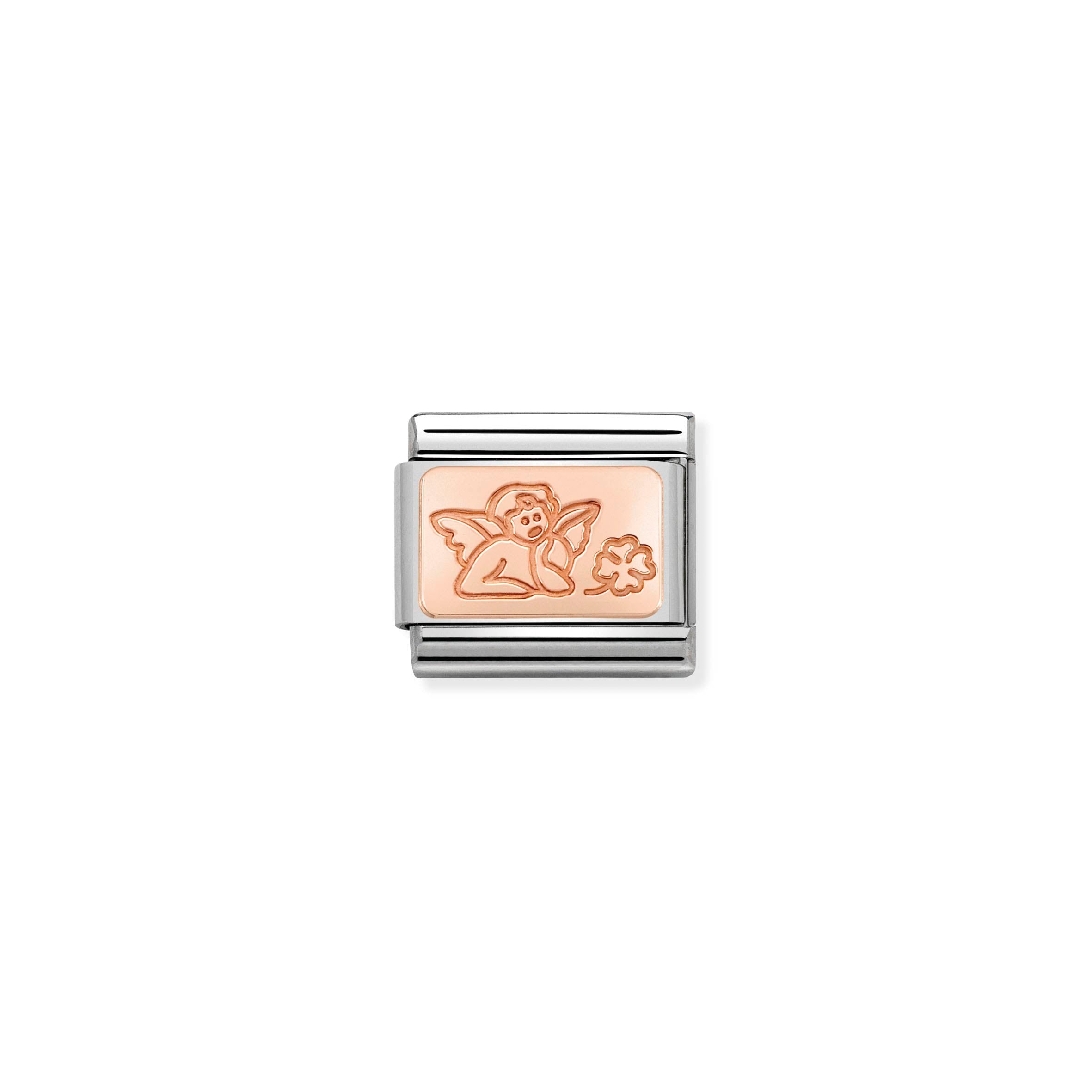 NOMINATION - Composable Classic ROSE GOLD PLATE st/st, 9ct rose gold CUSTOM (Angel of Good Luck)