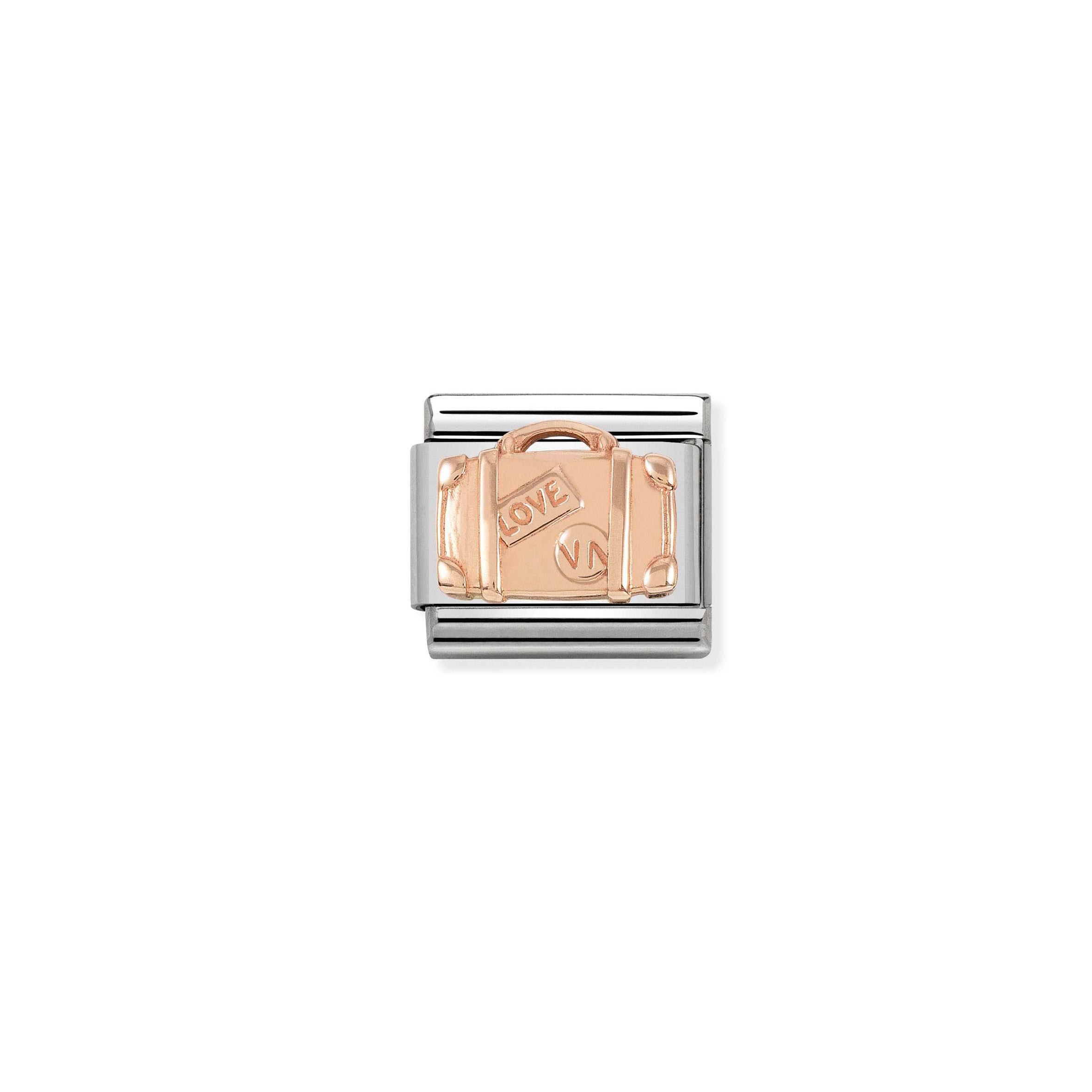NOMINATION - Composable Classic ROSE GOLD ENGRAVED st/steel, 9ct rose gold (Suitcase)