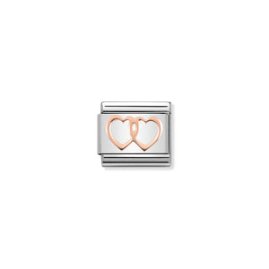NOMINATION - Composable Rose Gold 'Double Hearts' 43010408
