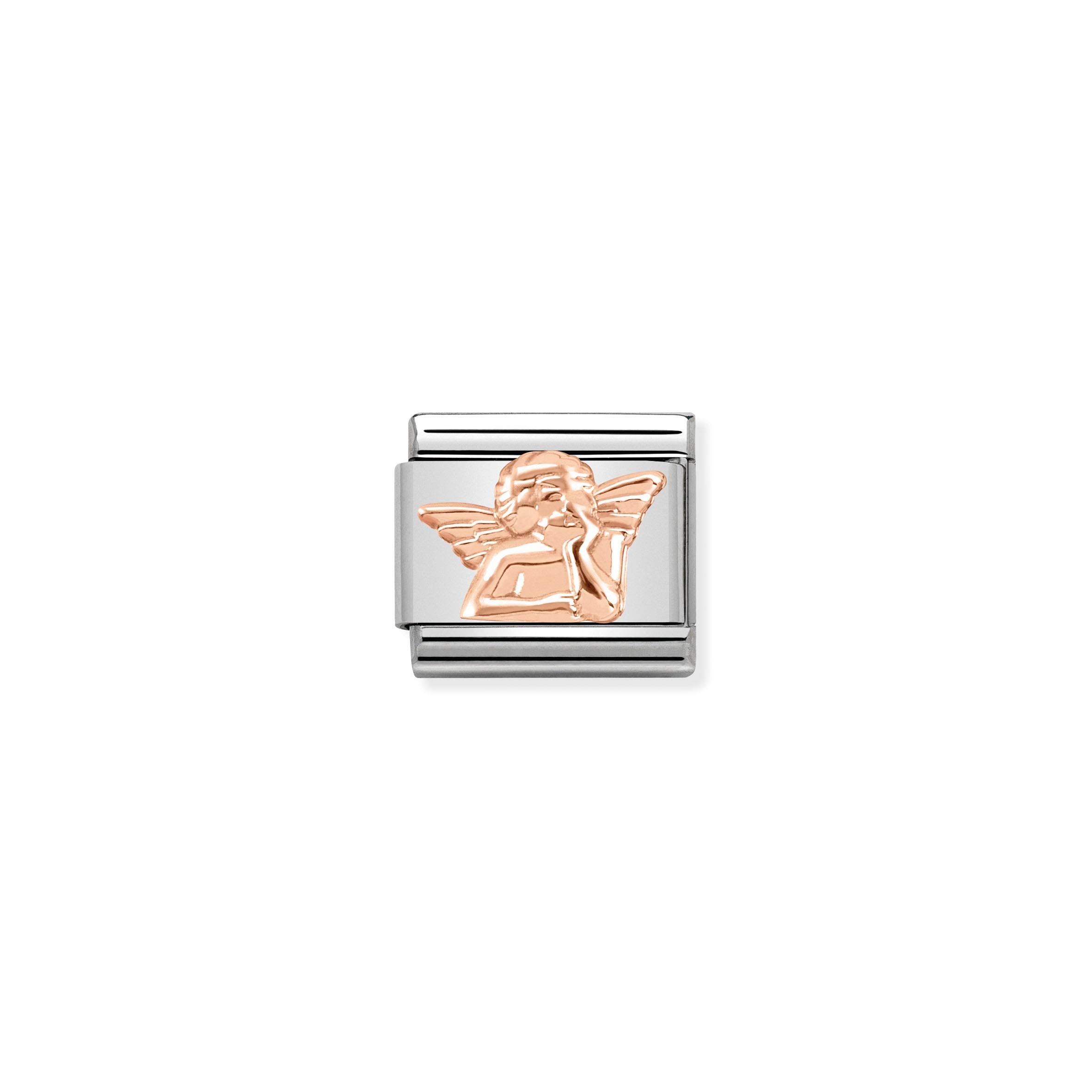 NOMINATION - Composable Classic RELIEF SYMBOLS st/steel & 9ct rose gold (Angel of happiness)