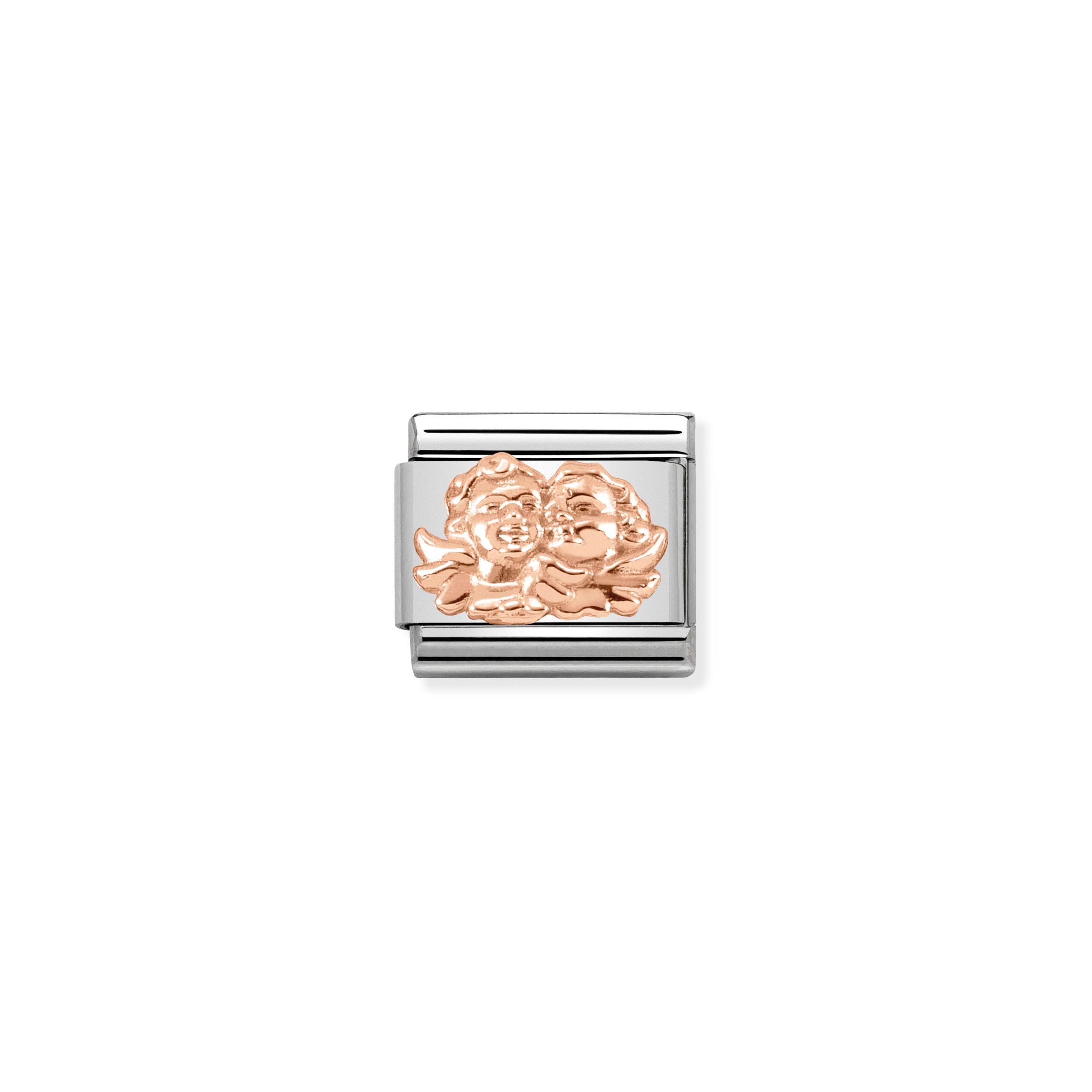 NOMINATION - Composable Classic RELIEF SYMBOLS st/steel & 9ct rose gold (Angel of family)