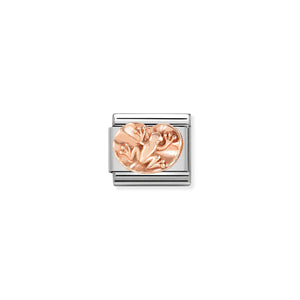 NOMINATION - Composable Classic RELIEF SYMBOLS st/steel & 9ct rose gold (Frog on water lily)