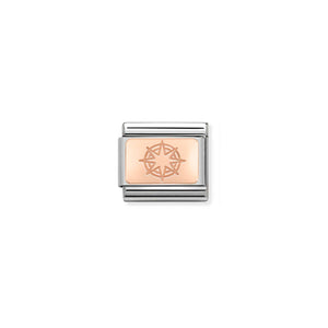 NOMINATION - Composable Classic SYMBOLS PLATE 1  st/steel & 9ct rose gold (Wind [Compass] Rose)
