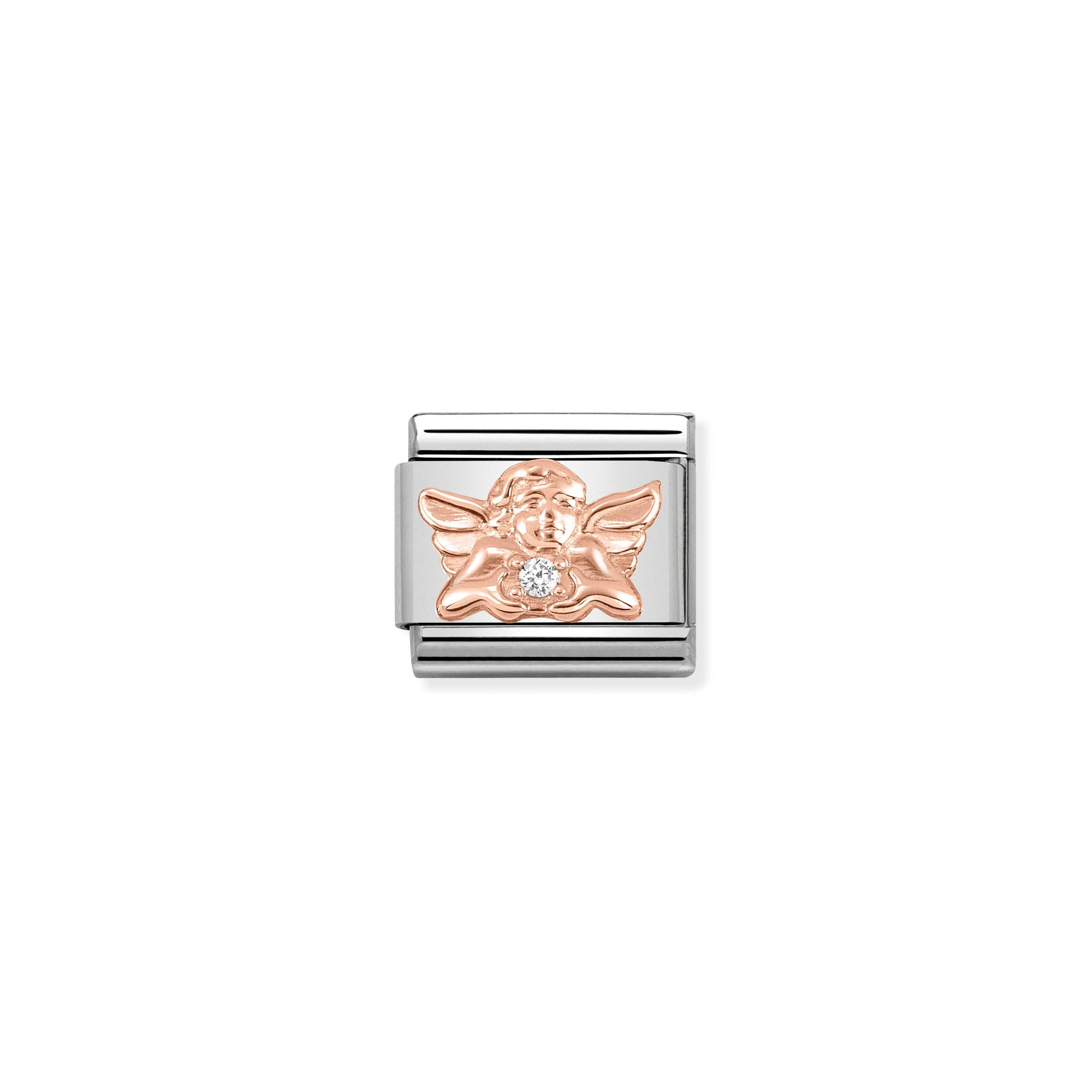 NOMINATION - Composable Classic SYMBOL st/steel, cz & 9ct rose gold (Angel of Family)