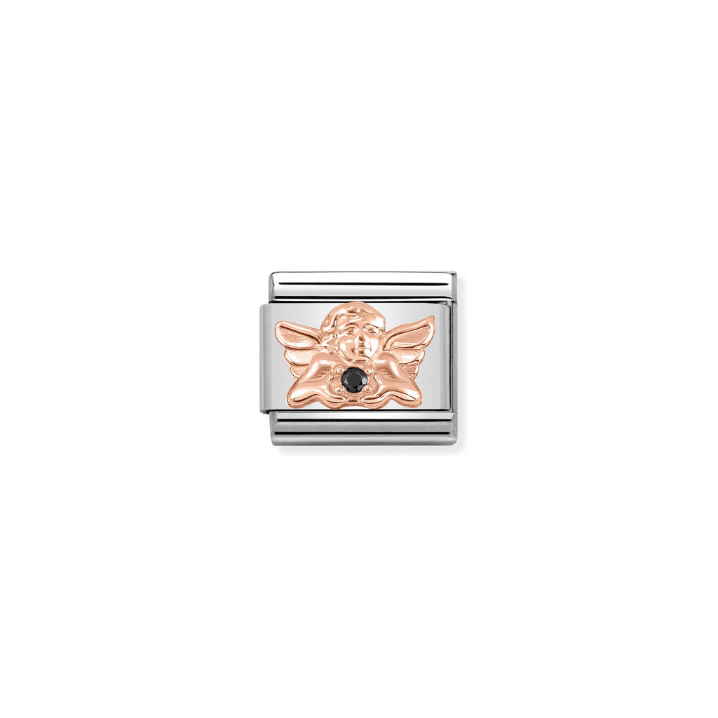 NOMINATION - Composable Classic SYMBOL st/steel, cz & 9ct rose gold (Guardian Angel)