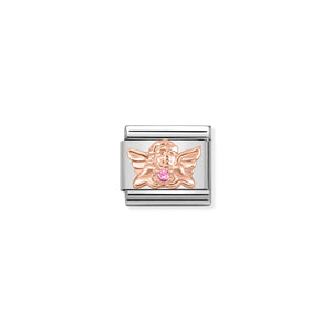 NOMINATION - Composable Classic SYMBOL st/steel, cz & 9ct rose gold (Angel of Happiness)