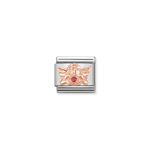 NOMINATION - Composable Classic SYMBOL st/steel, cz & 9ct rose gold (Angel of Love)