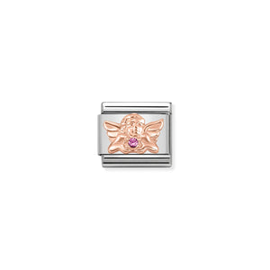 NOMINATION - Composable Classic SYMBOL st/steel, cz & 9ct rose gold (Angel of Friendship)