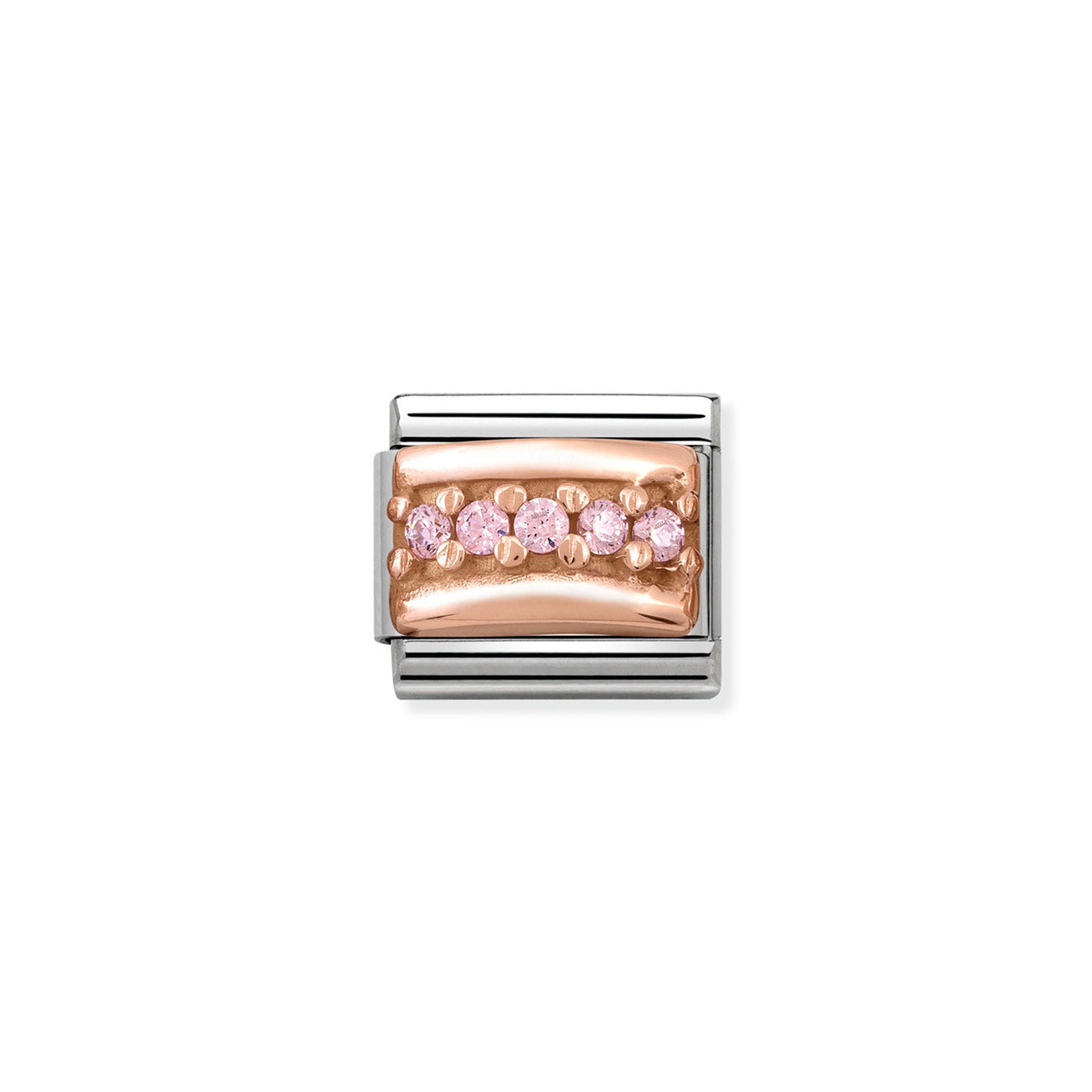 NOMINATION - Composable Steel & Rose Gold 'Pink Cz' 43030406