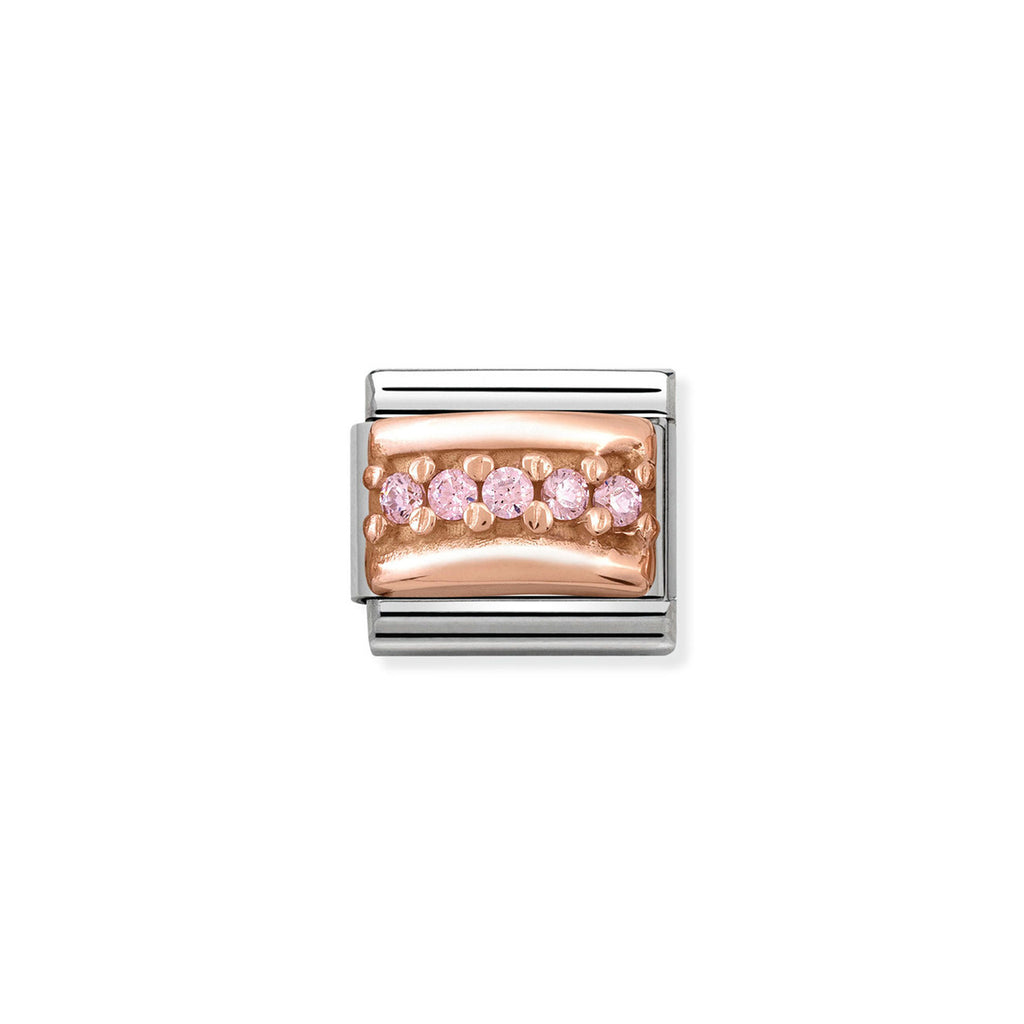 NOMINATION - Composable Steel & Rose Gold 'Pink Cz' 43030406