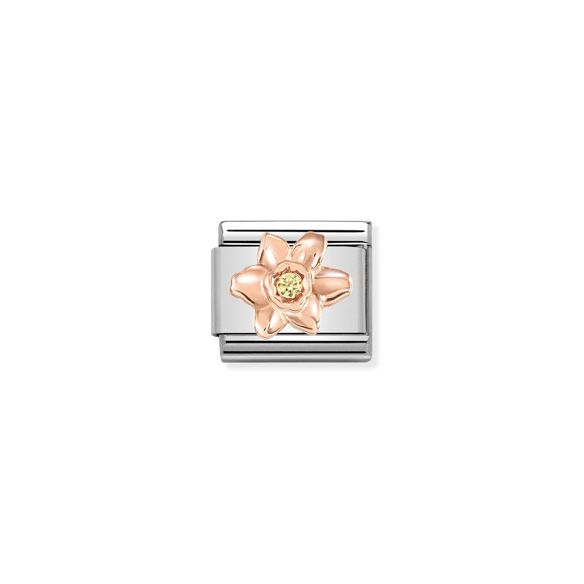 NOMINATION - Composable Classic SYMBOLS st/steel, 9ct rose gold & cz (Daffodil)