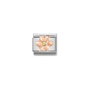 NOMINATION - Composable Classic SYMBOLS st/steel, 9ct rose gold & cz (Daffodil)