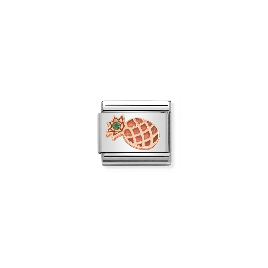 NOMINATION - Composable Classic SYMBOLS  st/steel, CZ, 9ct rose gold (Pineapple)