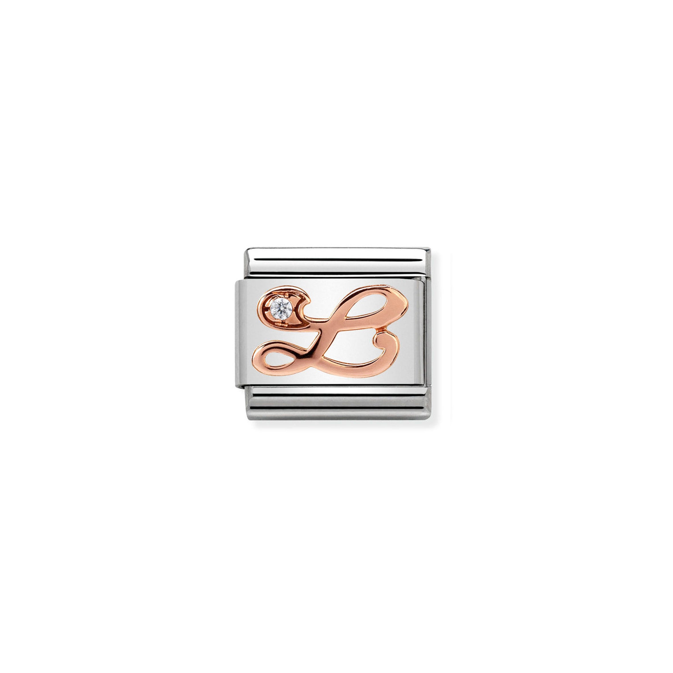 NOMINATION - Composable Steel & Rose Gold Cursive Letter with Cz 'L' 43031012