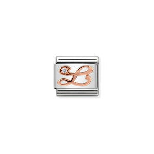 NOMINATION - Composable Steel & Rose Gold Cursive Letter with Cz 'L' 43031012