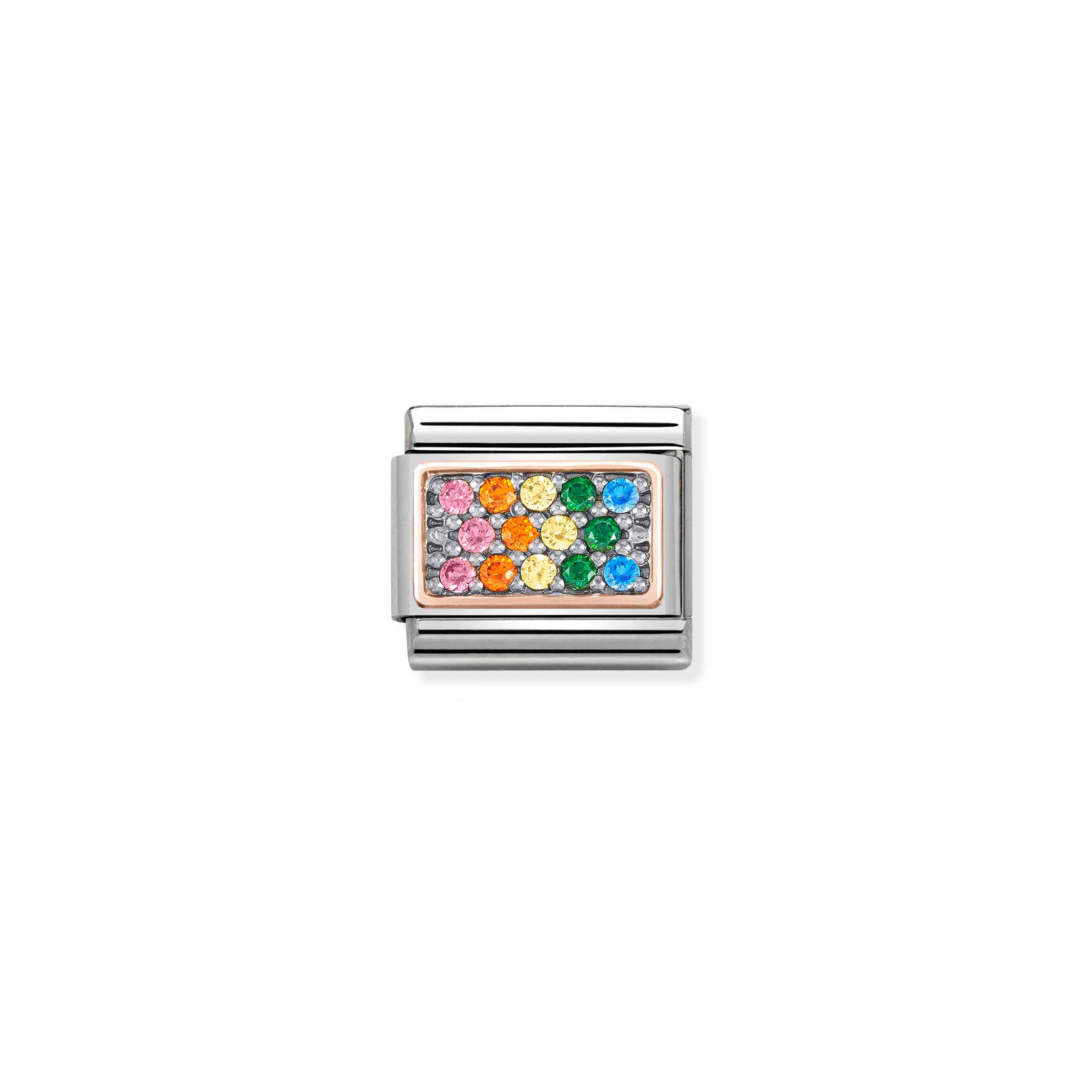 NOMINATION - Composable Classic PAVE 2 Finishes st/steel, zircon & gold 375 (Rainbow)