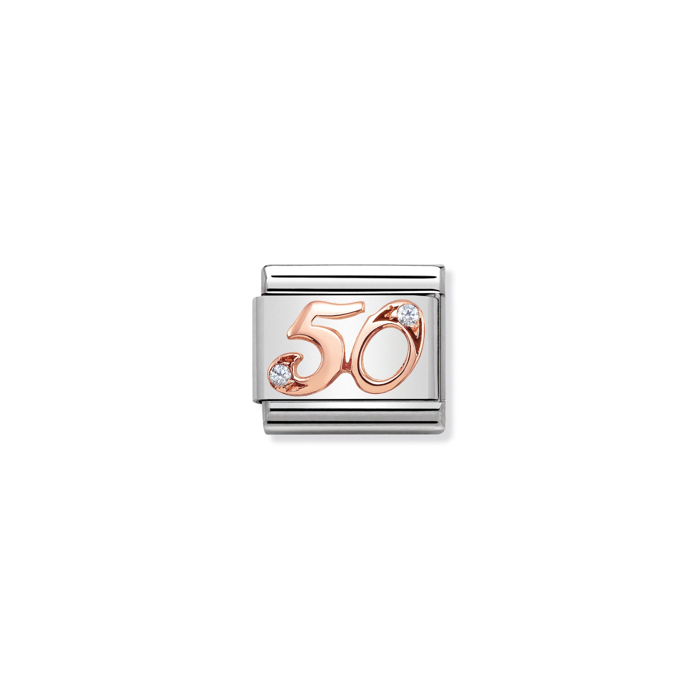 NOMINATION - Composable 430315 50 ROSE GOLD NUMBERS Classic st/st, CZ & 9ct rose gold (50)