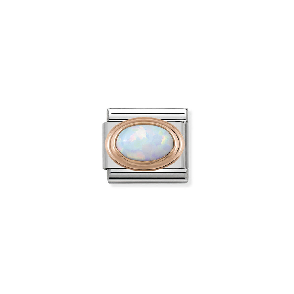 NOMINATION - Composable Steel & Rose Gold framed 'White Opal' 43050107