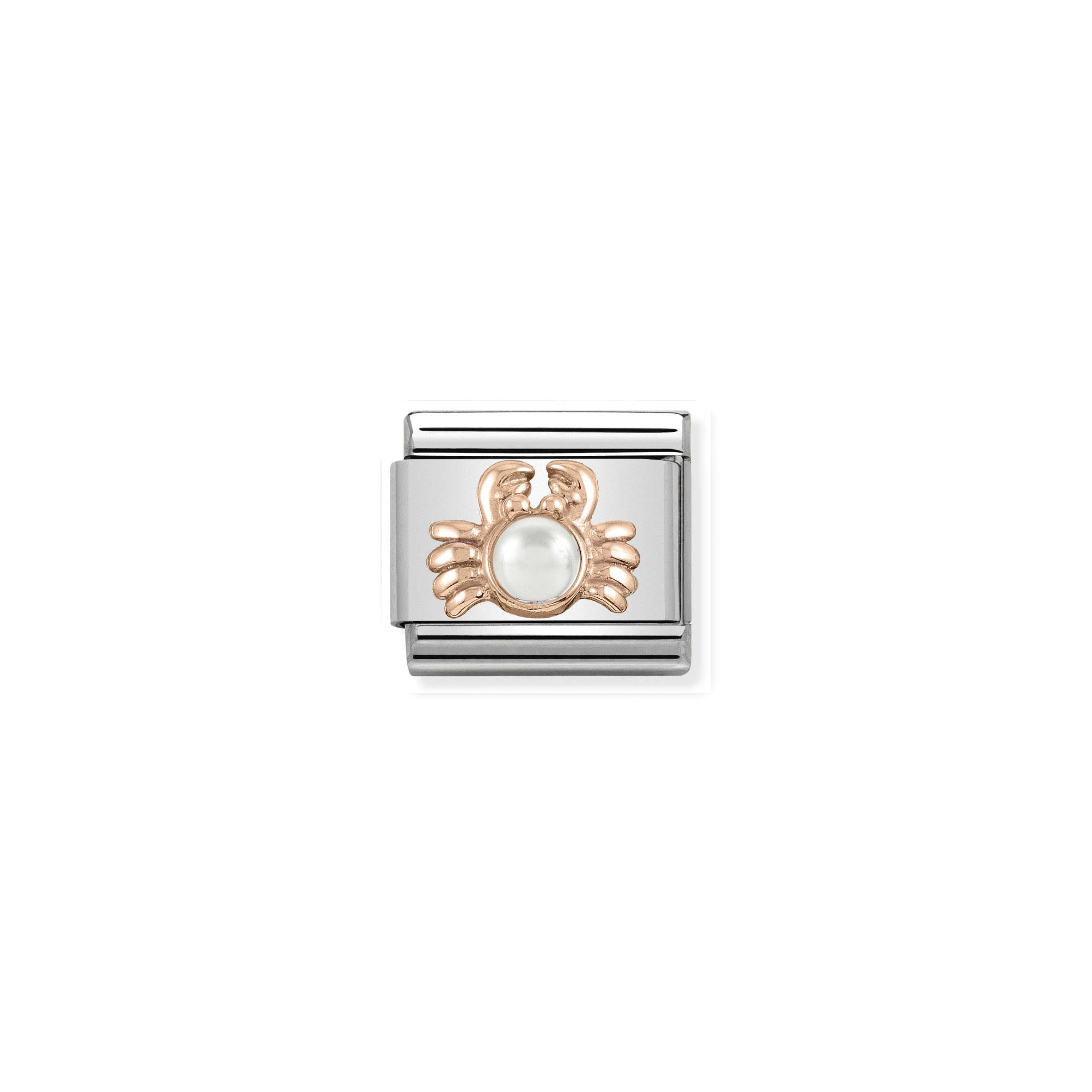 NOMINATION - Composable Classic SYMBOLS st/steel, 9ct rose gold and stone (Crab)