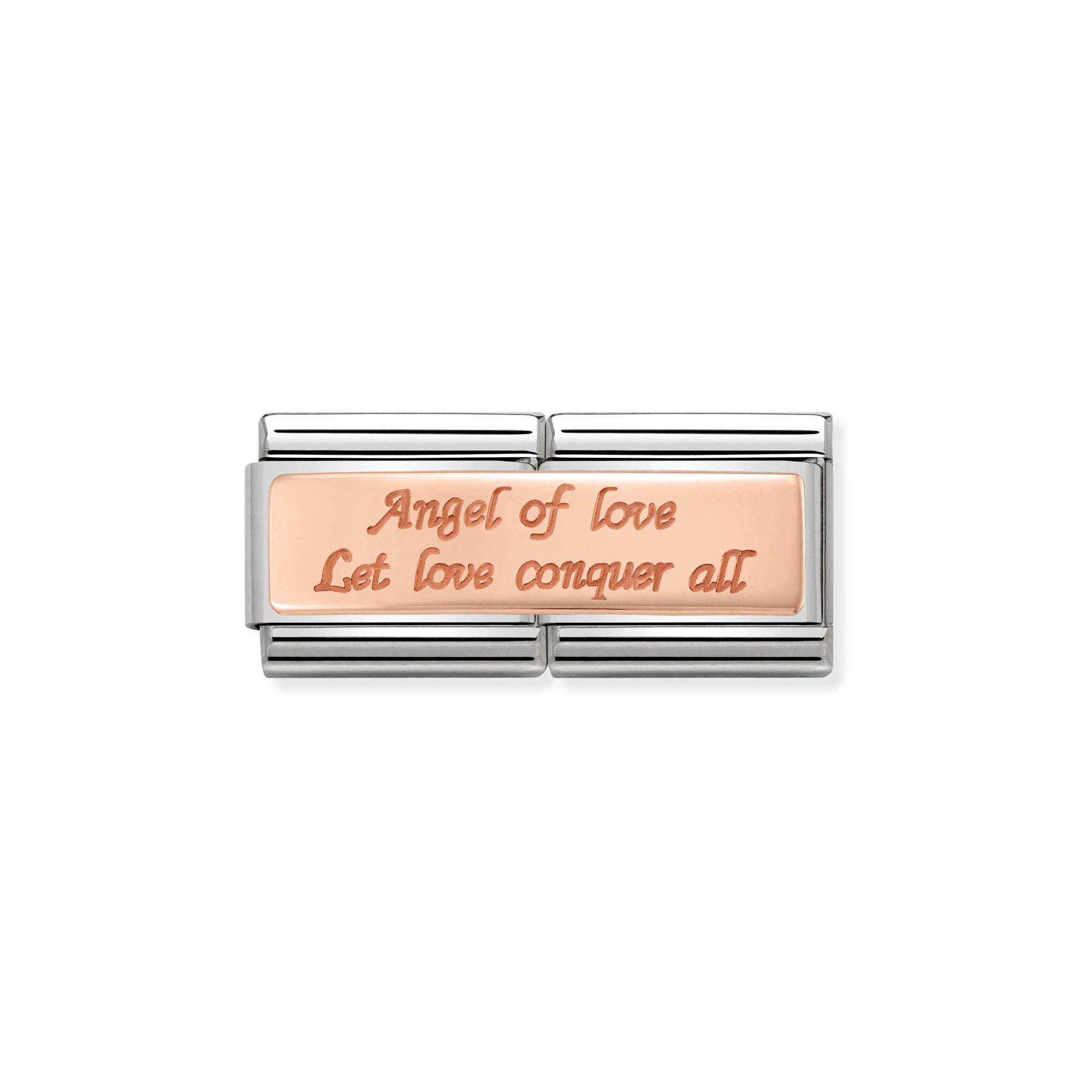 NOMINATION - ROSE GOLD DOUBLE ENGRAVED s/steel and rose gold (Angel of Love - conquer all)