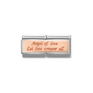 NOMINATION - ROSE GOLD DOUBLE ENGRAVED s/steel and rose gold (Angel of Love - conquer all)