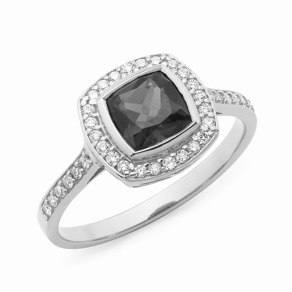Garnet & Diamond Claw/Bead Set Dress Ring