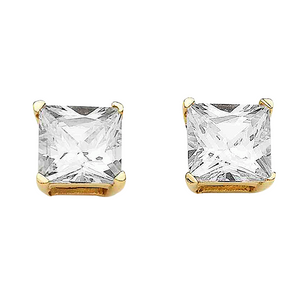 9 Carat 4mm Princess Cut Sterling Silver Cubic Zirconia Earrings