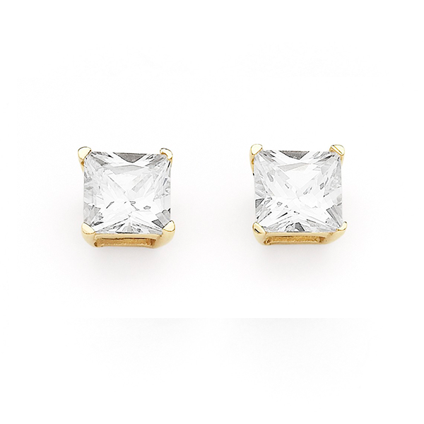 9 Carat 5mm Princess Cut Cubic Zirconia Earrings Jim Hughes