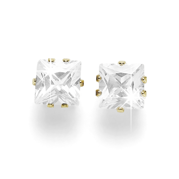 9ct 6mm Princess cut CZ Earrings