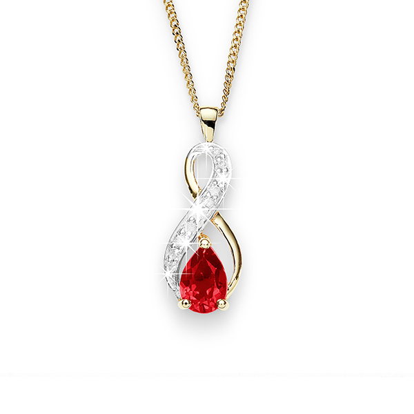 9ct Created Ruby & Diamond Pendant